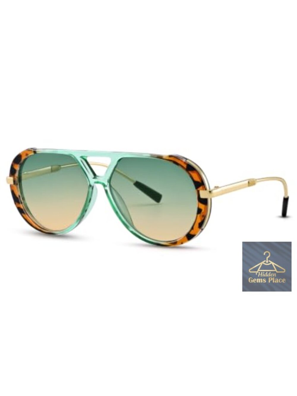 Retro Oversized Aviator Sunglasses Women Double Bridge Metal Frame UV Protection